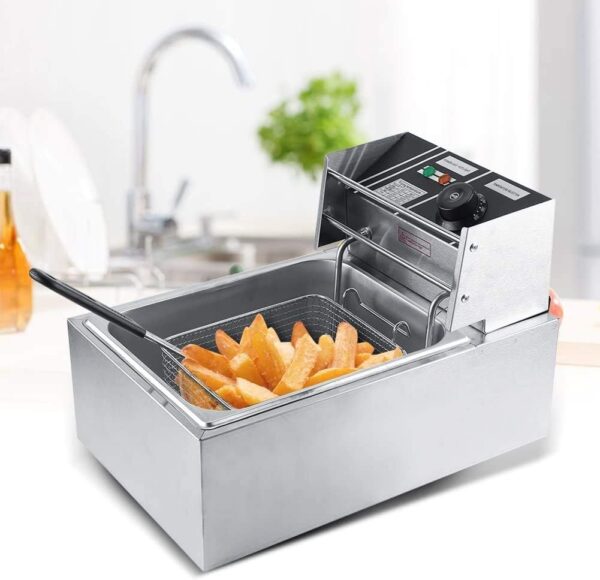 Stainless Steel Deep Fat Fryer, Electric Deep Fryer Adjustable Temperature Control Fryer with Removable Oil Basket 6 L Deep Fat Fryer Easy Clean for Home and Commercial Use - Image 2