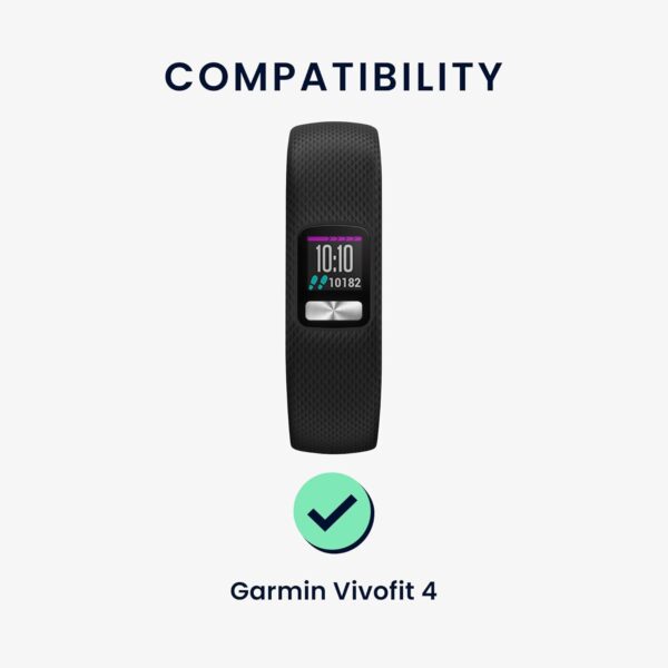 kwmobile Straps Compatible with Garmin Vivofit 4 Straps - 2x Replacement Silicone Watch Bands - Smartwatch or Fitness Tracker - Black/Dark Blue - Image 3