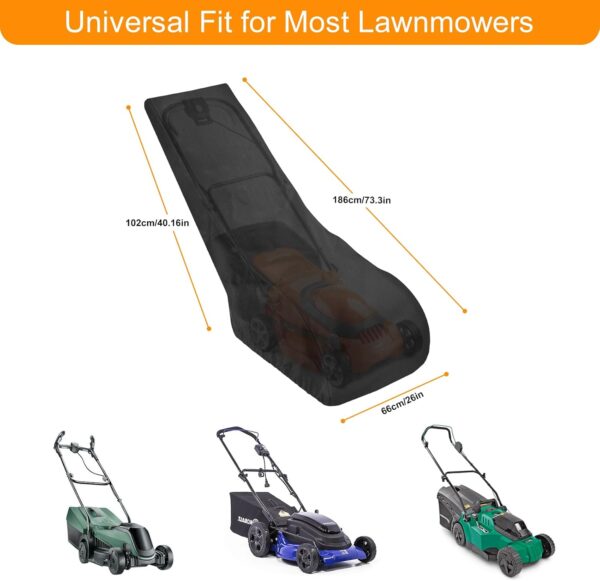 Raweao Lawnmower Cover Waterproof for Outside Storage, Universal Lawn Mower Covers Waterproof, 420D Oxford Outdoor Weatherproof Lawn Mower Storage Cover with Drawstrings - Image 3