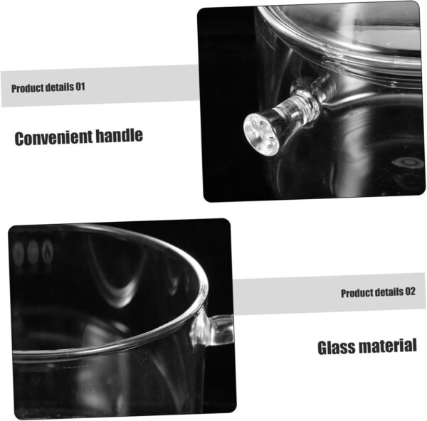 Double-eared Stew Pot Noodles Bowl Small Sauce Pan with Lid Clear Simmer Pot Stock Pots with Lids Instant Noodle Bowl Kettle Teapot Cooking Pan Clear Boiling Pot Transparent Glass - Image 4