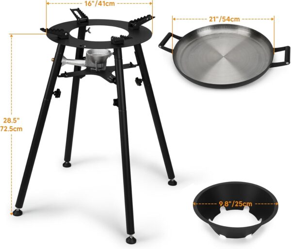 Onlyfire Portable Propane Cooking System Outdoor Cooker Burner with Φ54cm Iron Pot, UK Gas Regulator for Outdoor Camping Cooking - Image 3