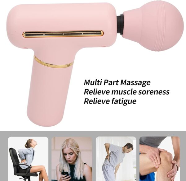 Mini Muscle Massage Gun, Mini Muscle Percussion Massager, Portable 4-Speed ​​Vibration Deep Body Relaxation Machine, for Athletes, Blue (Pink) - Image 9