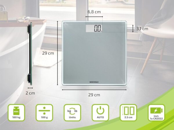 Soehnle Style Sense Compact 300 Bathroom Scales, Compact Digital Weighing Scales, Scales for Body Weight with Easy-To-Read LCD Display, Extra-Flat Body Weight Scale, Ideal for Small Bathrooms - Image 9