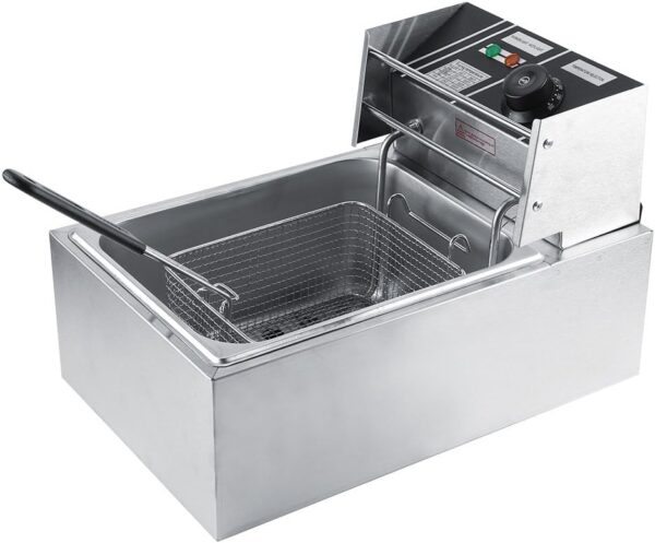 Stainless Steel Deep Fat Fryer, Electric Deep Fryer Adjustable Temperature Control Fryer with Removable Oil Basket 6 L Deep Fat Fryer Easy Clean for Home and Commercial Use - Image 6