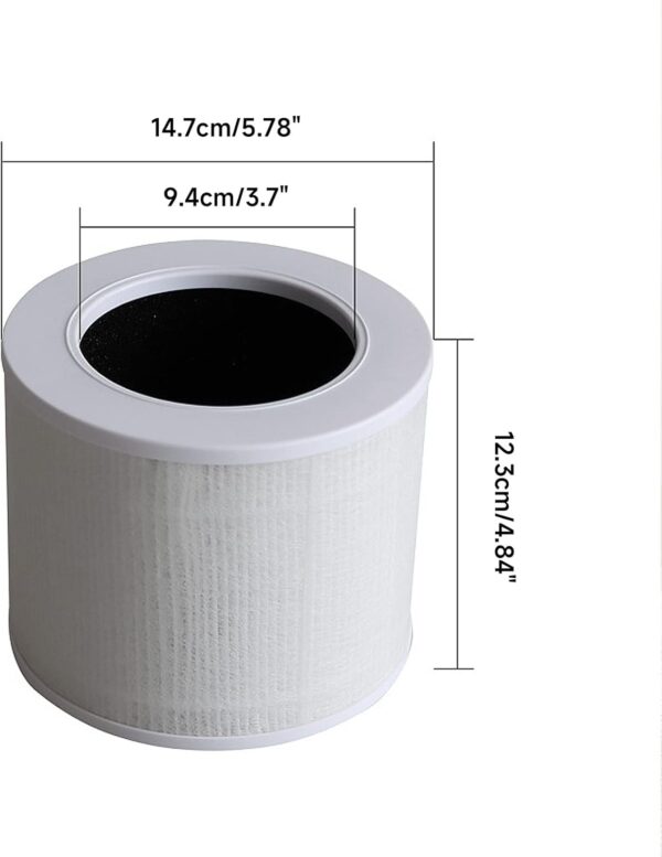 Replacement Air Purifier Filter Suitable For LEVOIT-Core Mini/Mini-RF HEPA 360-Degree Activated Carbon Filtration 2 Pack Sealed Filtration System Pet Dander-filter Smoke Filter Cooking Smell Filter - Image 4