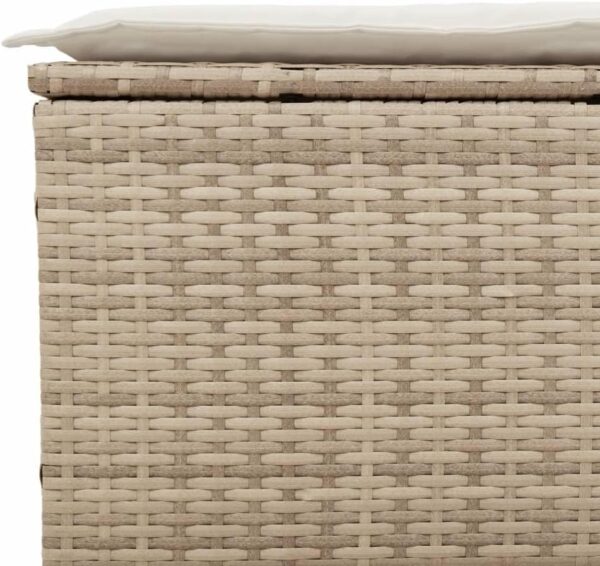 XFZJCHAP 5 Piece Garden Sofa Set with Cushions Beige Poly Rattan Acacia-Garden Corner Dining Sofa Set,Patio Tables Stools Outdoor Lounge Conservatory Furniture - Image 10
