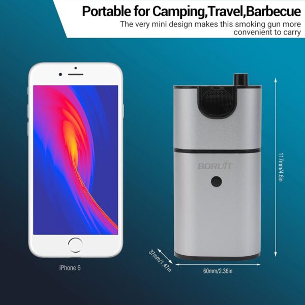 BORUiT Smoking Gun BBQ Cold Food Smoker, Portable Smoke Infuser Cheeses Salmon Sausage Meat Cocktail Smoker Handheld Portable BBQ Smoker with Wood Chips - Image 10