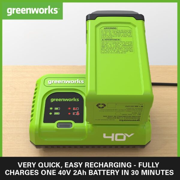Greenworks G40LM41 Cordless Lawnmower, 41cm Cutting Width, 2 x 40V Battery, 40V 5A Rapid Charger - Image 8