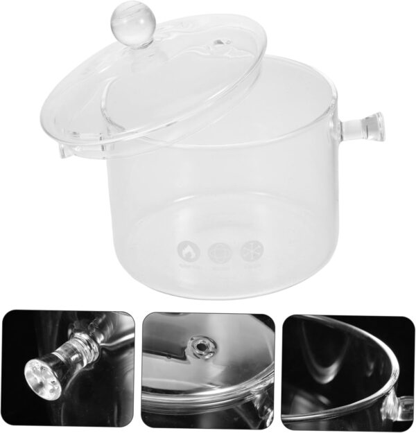 Double-eared Stew Pot Noodles Bowl Small Sauce Pan with Lid Clear Simmer Pot Stock Pots with Lids Instant Noodle Bowl Kettle Teapot Cooking Pan Clear Boiling Pot Transparent Glass - Image 9