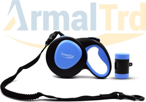 AMRALTRD 360° Tangle-Free Retractable Dog Lead for Up to 30 kg Dogs, Strong Heavy duty Nylon Extandable Leash One-Handed Brake, Pause, Lock (Small, Medium & Large, Blue/Black) - Image 9