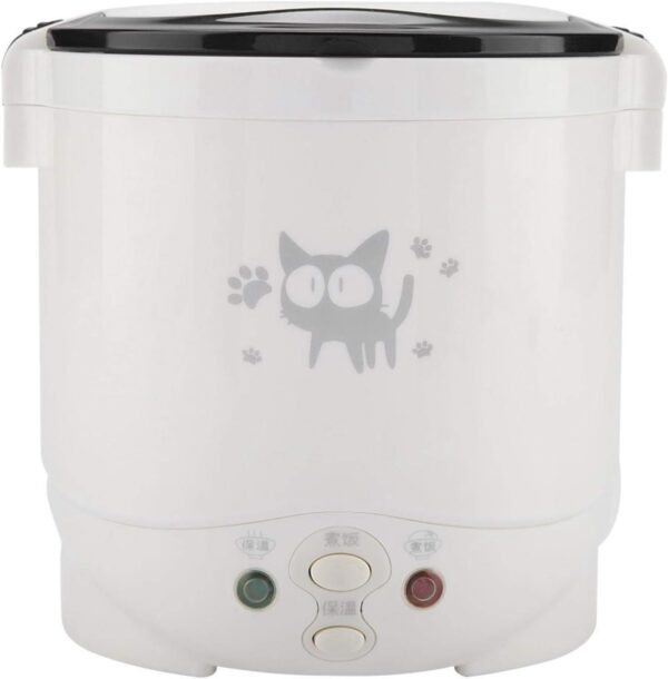 Mini Rice Cooker, 12V 100W 1L Electric Food Steamer, 2 Cups Portable Travel Steamer Small, All-in-1 Multi Cooker Stainless Waterproof Non-Stick Pot(White) - Image 9