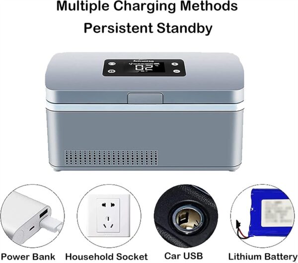Portable Insulin Cooler Travel Case Insulin Cool Box Refrigerator Insulin Cooler, with Carrying Bag, Rechargeable Portable Smart Refrigerated Box, for Cars, Homes, Outdoors, Refrigerator, A - Image 5