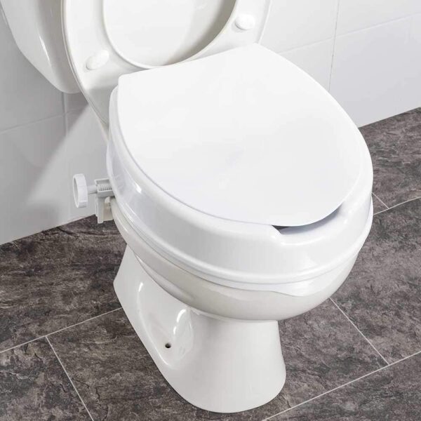 NRS Healthcare Linton Raised Toilet Seat with Lid, 100 mm / 4 inch, White - Image 2