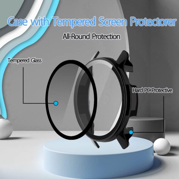 SeNool Case Compatible with Garmin Venu 2 / Vivoactive 4 (45mm), Hard PC Protective with Glass Screen [9H Hardness, Anti-Scratch, Bubble-Free] Protector Cover for Garmin Venu 2/Vivoactive 4 - Black - Image 4