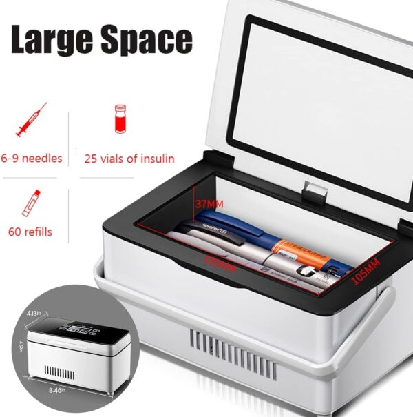 CraftNestUK Medicine Refrigerator Mini Rechargeable Portable Smart Medicine Refrigerated Box Outdoor Home - Box for Medication with Battery (battery2) - Image 2