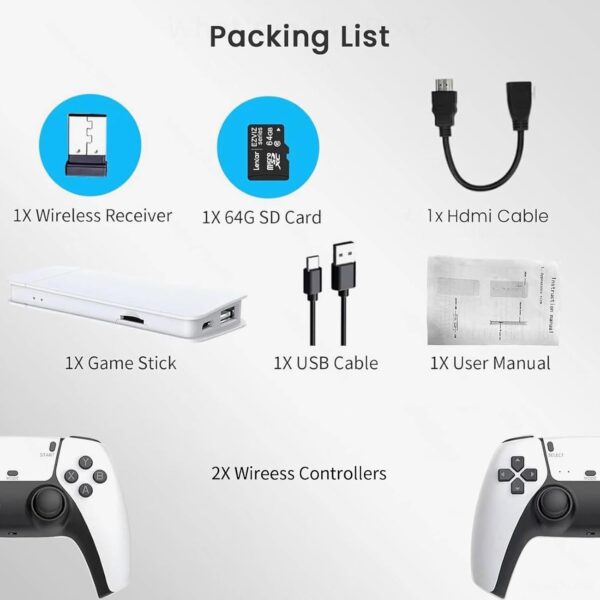 KANYUNCD Retro Game Console,Wireless Retro Game Stick,Built-in 9 Emulators,20,000+ Games,Game Stick 4k HDMI Output 2.4GHz Wireless Controller,Suitable for Birthday Gift Easter Gift - Image 7