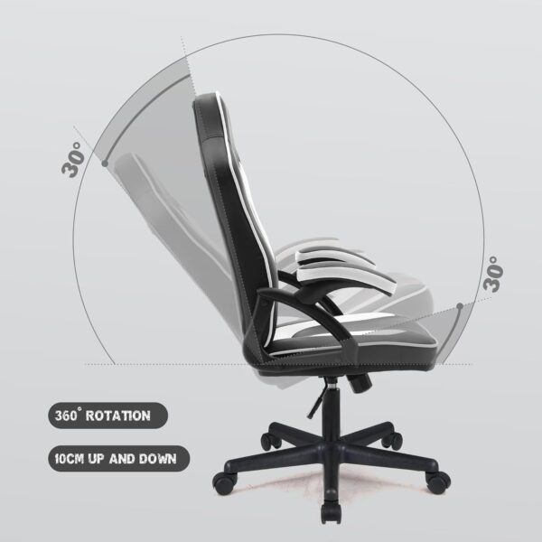 Play haha.Ergonomic high back seat with breathable mesh insert padded armrests tilt adjustment durable base lumbar support PU leather surface for gaming home or office use - Image 9