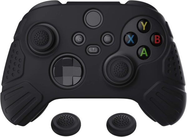eXtremeRate PlayVital Guardian Edition Black Ergonomic Soft Anti-slip Controller Silicone Case Cover, Rubber Protector Skins with Black Joystick Caps for Xbox Series S and Xbox Series X Controller - Image 2