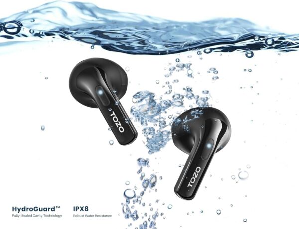 TOZO T21 Wireless Earbuds, Bluetooth 5.3 Earphones, Semi In Ear Buds, Dual Mic Call Noise Cancelling Earphones, Bluetooth Earbuds with Wireless Charging Case, IPX8 Waterproof, 44H Playtime - Image 9