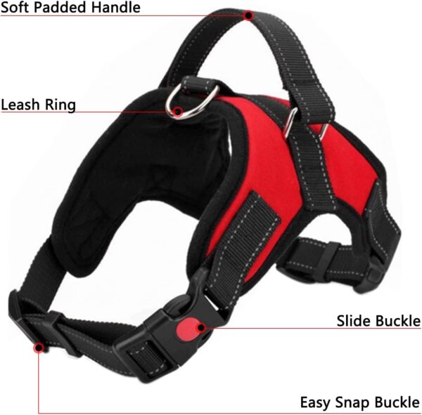 FYY Dog Harness No Pull, Breathable Adjustable Pet Harness Dog Vest Harness, Reflective Oxford Easy Control Dog Harness with Sturdy Handle for Small Medium Large Dogs L-Red - Image 4