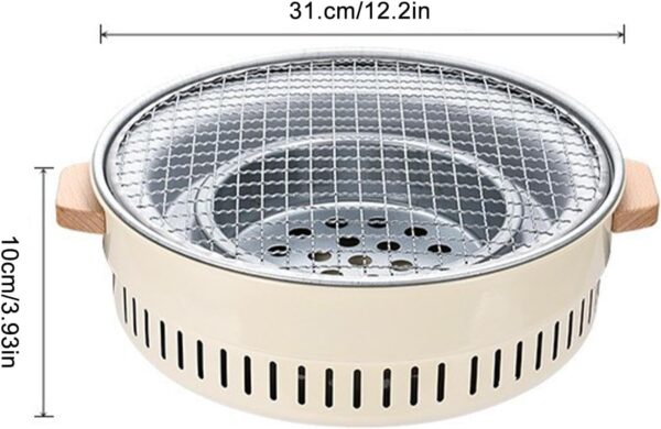 Charcoal Grill - Camping Grill, Charcoal Grill, Korean Charcoal Grill Made of Non-Stick Stainless Steel, Traditional Hibachi Fire Box Made of Clay in Japanese Korean Style - Image 7