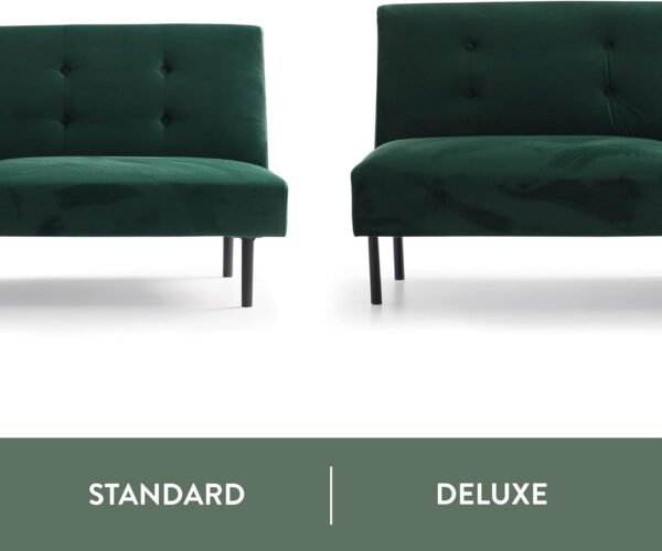 Edenbrook Gilman Futon - Futon Sofa Bed - Armless, Tufted Back, Forest Green Velvet - 68.5" x 33.8" x 29.7" - Living Room - Image 6