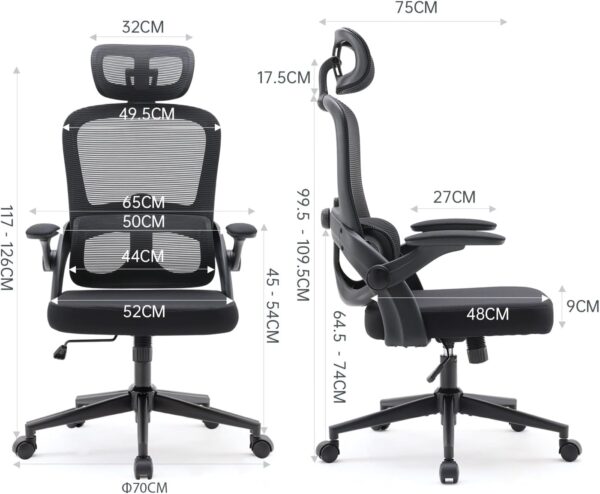 SIHOO M102C Ergonomic Mesh Office Chair, High Back desk chair with 3D Armrests, Up&Down Lumbar Support, Swivel Computer Task Chair, Black - Image 4