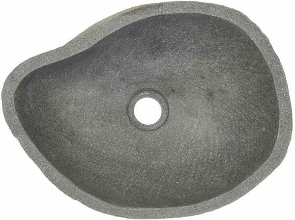 vidaXL Natural River Stone Basin – Oval-Shaped, Easy-Clean Interior, Unique Aesthetic, Highlights Any Bathroom Decor, with Drainage Hole - Image 9