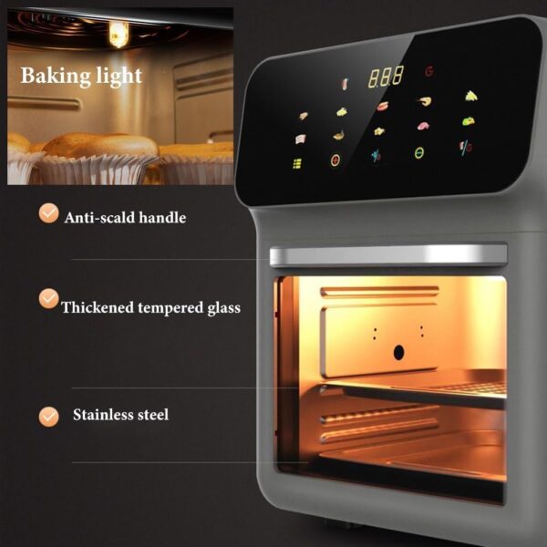 KVTGAYMS 20L Large Air Fryers Oven with Rotisserie for Family Digital 1350W,0-60 Minutes Free Timer,18 in 1 Multicooker, Roast, Grill, Bake, Toast, Fry, Dehydrate, Oil-Free, (Color : /White） Gray/Whit - Image 6