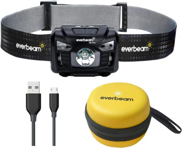 Everbeam H6 Pro LED Head Torch Headlamp, Motion Sensor Control, 650 Lumen Bright 20 Hours Runtime 1200mAh Battery Powered USB Rechargeable Headlight (1 Pack) - Image 2