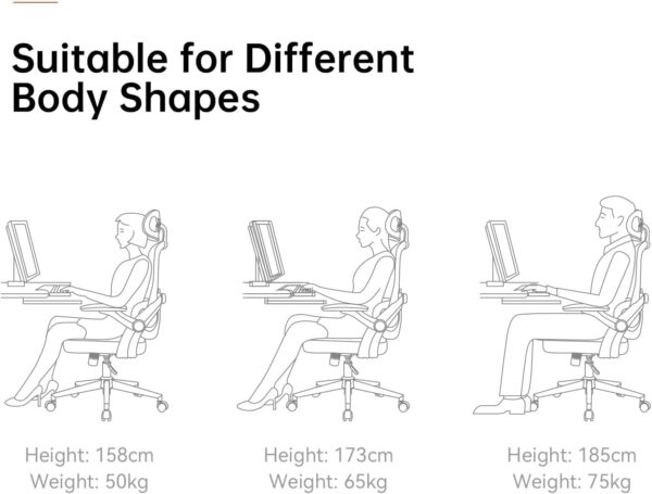 SIHOO M102C Ergonomic Mesh Office Chair, High Back desk chair with 3D Armrests, Up&Down Lumbar Support, Swivel Computer Task Chair, Black - Image 9