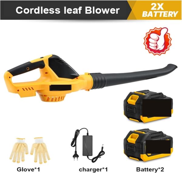 Centrifugal Blower, 20V Electric Blower， Speed Adjustable Powerful 5000W Cordless Leaf Blower， Household Blowing Dust Blowing Snow Power Tools(18V With 2 Battery) - Image 6