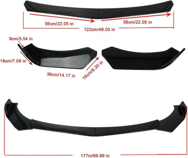 GSRECY Universal Front Bumper Lip Splitter Protection Splitter Spoiler, Gloss Black - Image 4