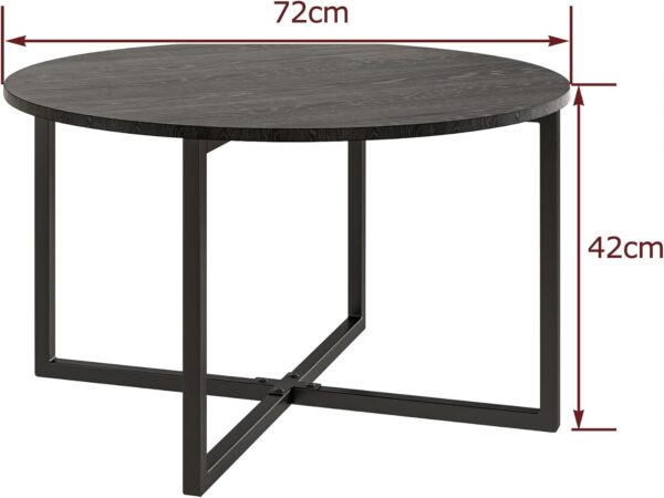 HOJINLINERO Round Coffee Table Tea Table End Table Sofa Table for Living Room with Metal Legs,Cocktail Table with Wood Look Accent Furniture,Easy To Assemble,Black - Image 3
