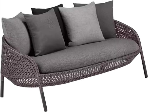 KPHYMOD PE Wicker Outdoor Loveseat Patio Furniture, Rattan Chairs With Cushions, Outdoor Modern Sectional Conversation Sofa For Deck Yard Porch - Image 4
