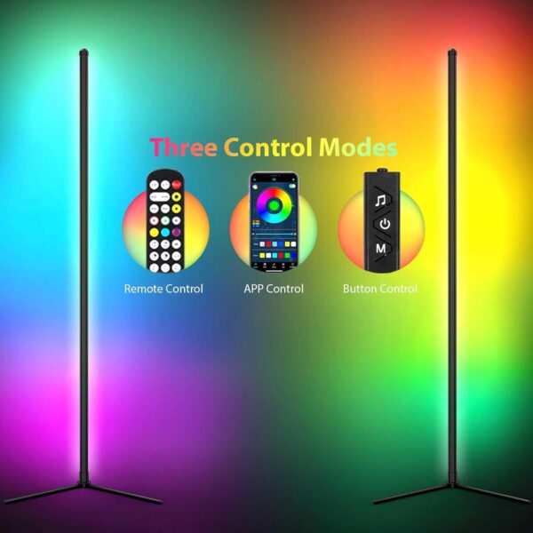 RAMSWIN LED Corner Floor Lamp RGB Corner Light 61.5'' Modern Standing Lamp with APP/Remote/Music Sync/16 Million Colour Changing/Dimmable Smart Floor Light for Bedroom Living Room - Image 6