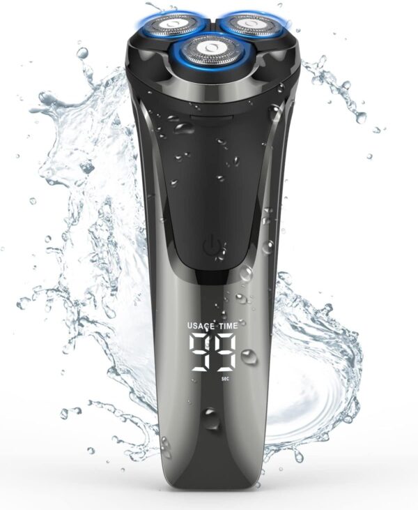 Rantizon Electric Shavers - Wet & Dry Waterproof Rechargeable Shavers with Pop-up Trimmer, Cordless Men's 4D Rotary Electric Razor with LCD Display & Travel Lock - Image 2