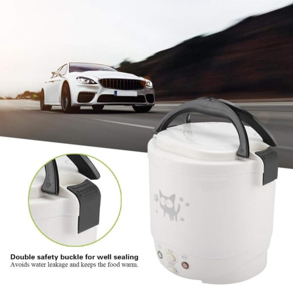 Mini Rice Cooker, 12V 100W 1L Electric Food Steamer, 2 Cups Portable Travel Steamer Small, All-in-1 Multi Cooker Stainless Waterproof Non-Stick Pot(White) - Image 5