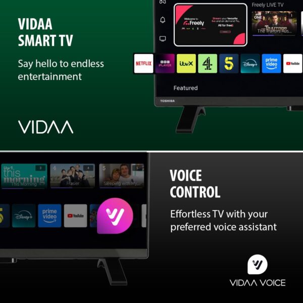 Toshiba 32 inch WV2553DB HD Ready Smart VIDAA TV, HDR, Freely, Disney plus, Prime Video, Netflix, Dolby Audio, Works with Alexa, Works with Google Assistant, VIDAA Voice - Image 7