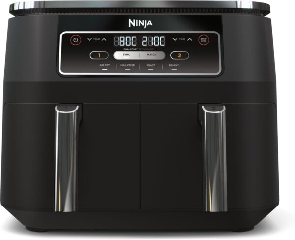 Ninja Foodi Dual Zone Digital Air Fryer, 2 Drawers, 7.6 L, 4-in-1, Used No Oil, Airfry, Max Crisp, Roasting, Warming, Non-stick, Dishwasher Safe Baskets and Crisp Plates, Black AF200EU - Image 2