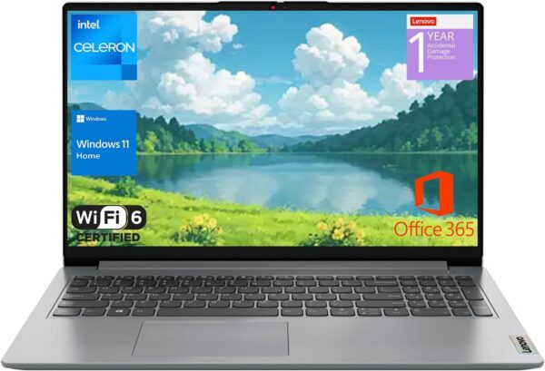 Lenovo IdeaPad 1 Home Laptop, 15.6" FHD Display, Intel Celeron Dual Core Processor, 20GB RAM, 128GB eMMC + 1TB PCIe SSD, 1 Yr Office 365, Wi-Fi 6, W11H, Additional 1 Yr ADP - Image 2