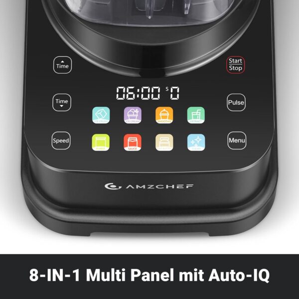 AMZCHEF 8-IN-1 Professional Smoothie Blenders for Kitchen with Innovative LED Panel, 2000W Blender Smoothie Maker with 8 Menu and 10 Speed, 2L Blenders for Smoothies, Ice Cream & More, Black - Image 3