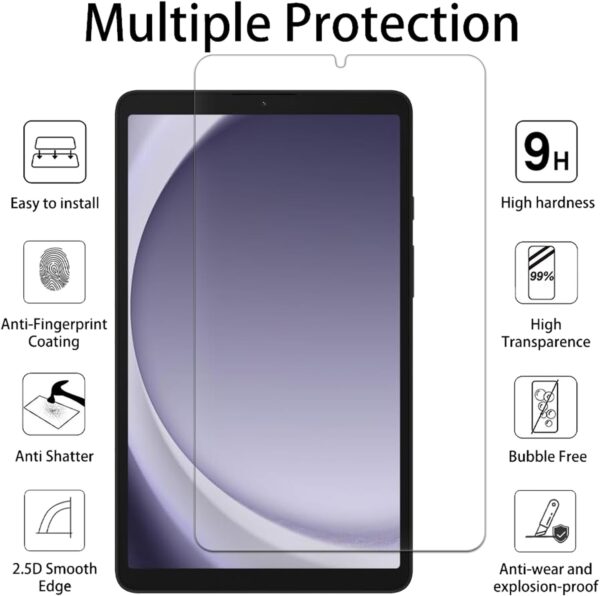 Vsjnk Screen Protector for Samsung Galaxy Tab A9/SM-X110/X115 Tempered Glass 2 Pack High Hardness Clear Guard Film for Galaxy Tab A9 - Image 3