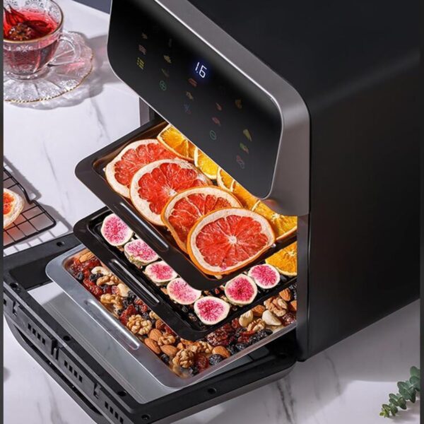 KVTGAYMS 20L Large Air Fryers Oven with Rotisserie for Family Digital 1350W,0-60 Minutes Free Timer,18 in 1 Multicooker, Roast, Grill, Bake, Toast, Fry, Dehydrate, Oil-Free, (Color : /White） Gray/Whit - Image 5