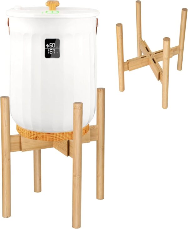 Adjustable Bamboo Wood Stand for Towel Warmer Bucket -(9''-15'') - Sturdy Durable Bamboo Wood Holder - Compatible with Most Bath Towel Warmers - Ideal Bath Towel Warmer Accessory for The Bathroom - Image 2