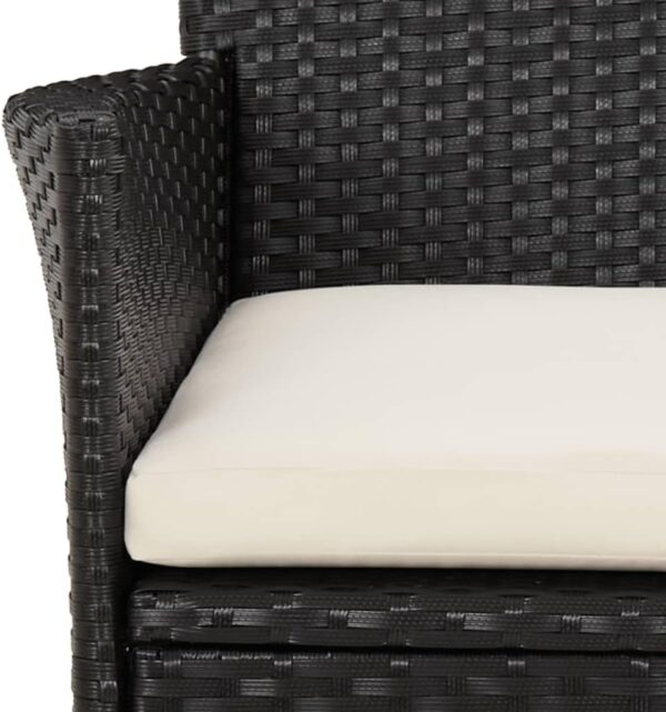 5 Piece Black Poly Rattan Garden Bistro Set with Cushions Outdoor Patio Furniture - Image 6