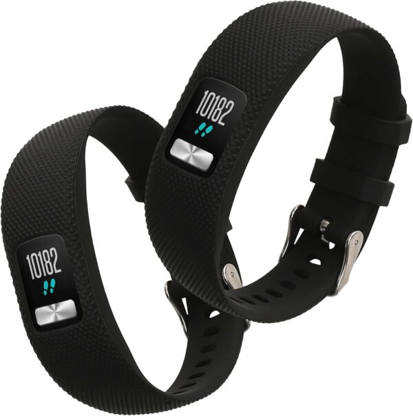kwmobile Straps Compatible with Garmin Vivofit 4 Straps - 2x Replacement Silicone Watch Bands - Smartwatch or Fitness Tracker - Black/Dark Blue - Image 8