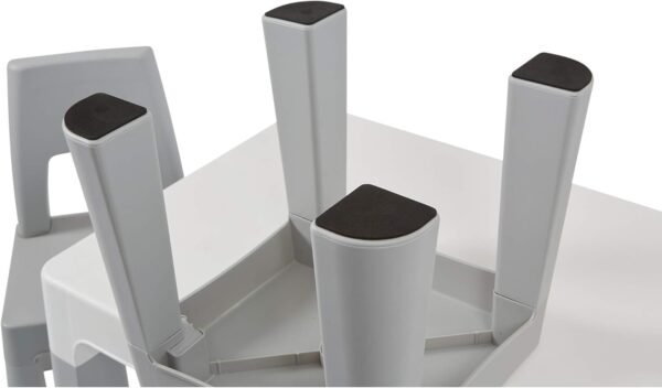 Liberty House Toys BS-8817W Kids White and Grey Height Adjustable Table and 2 Chairs, 49-54cm H x 50cm W x 78cm D - Image 6