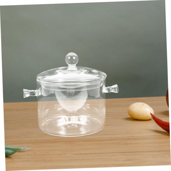 Double-eared Stew Pot Noodles Bowl Small Sauce Pan with Lid Clear Simmer Pot Stock Pots with Lids Instant Noodle Bowl Kettle Teapot Cooking Pan Clear Boiling Pot Transparent Glass - Image 5