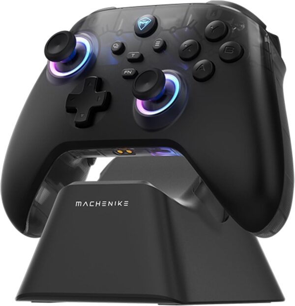 Machenike G3V2 Bluetooth Gaming Controller With Hall Effect Joysticks & Triggers, Remappable Buttons, 1000Hz Gamepad with Charging Dock, Dual Vibration - for PC/Switch/iOS/Android, RGB, Black PE - Image 2